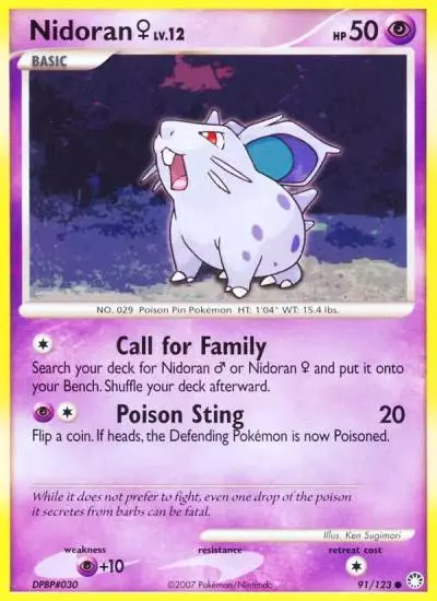 Nidoran ♀ 91/123 Mysterious Treasures Pokemon card