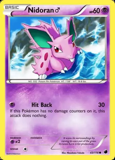 Nidoran ♂ 43/116 Plasma Freeze Pokemon card