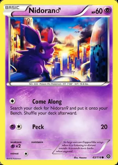 Nidoran ♂ 43/114 Steam Siege Pokemon card