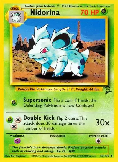 Nidorina 53/130 Base Set 2 Pokemon card
