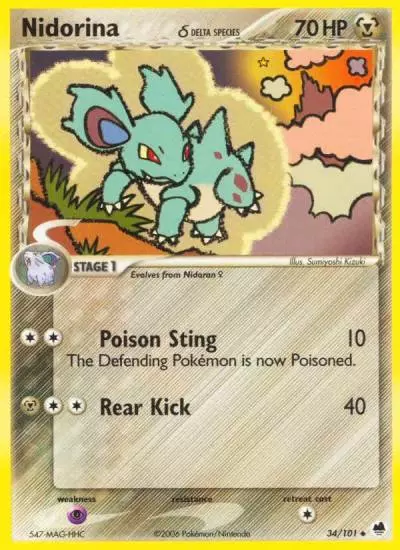 Nidorina δ 34/101 Dragon Frontiers Pokemon card