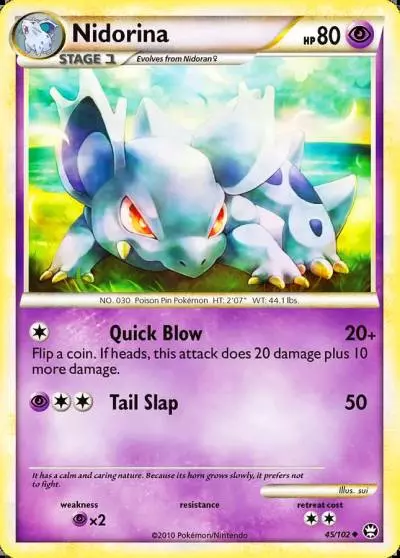 Nidorina 45/102 HS—Triumphant Pokemon card