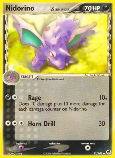 Nidorino δ 35/101 Dragon Frontiers Pokemon card