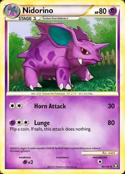 Nidorino 46/102 HS—Triumphant Pokemon card