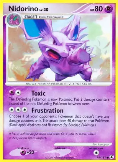 Nidorino 74/111 Rising Rivals Pokemon card