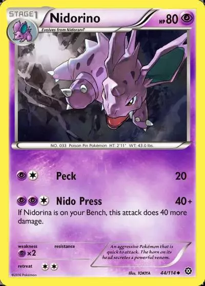 Nidorino 44/114 Steam Siege Pokemon card