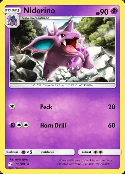Nidorino 58/181 Team Up Pokemon card