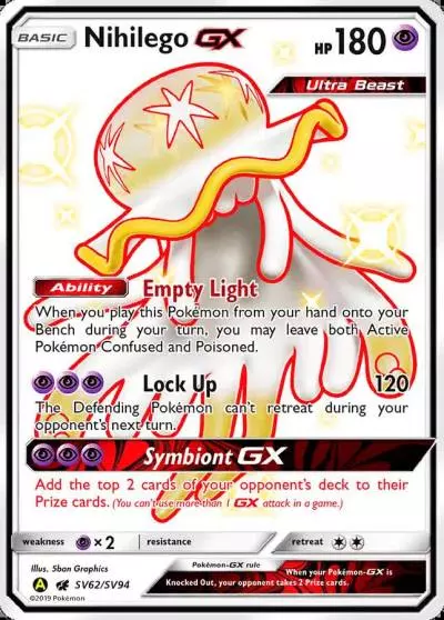 Nihilego-GX SV62/94 Hidden Fates Shiny Vault Pokemon card