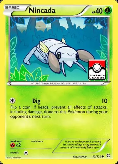Nincada 10/124 Dragons Exalted Pokemon card