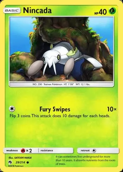 Nincada 29/214 Lost Thunder Pokemon card