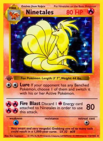 Ninetales 12/102 Base Pokemon card