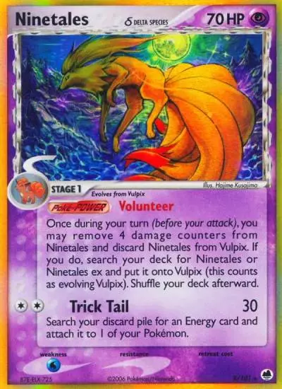 Ninetales δ 8/101 Dragon Frontiers Pokemon card