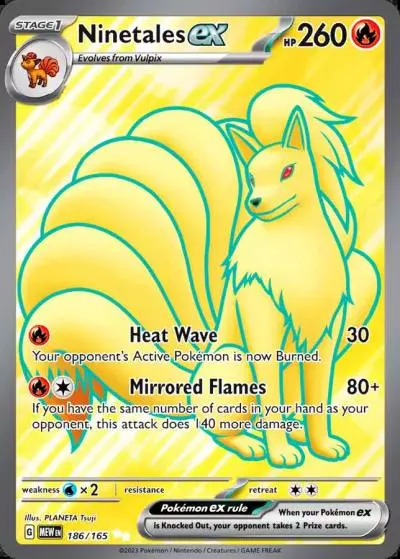 Ninetales ex 186/165 151 Pokemon card