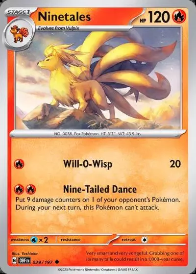 Ninetales 29/197 Obsidian Flames Pokemon card