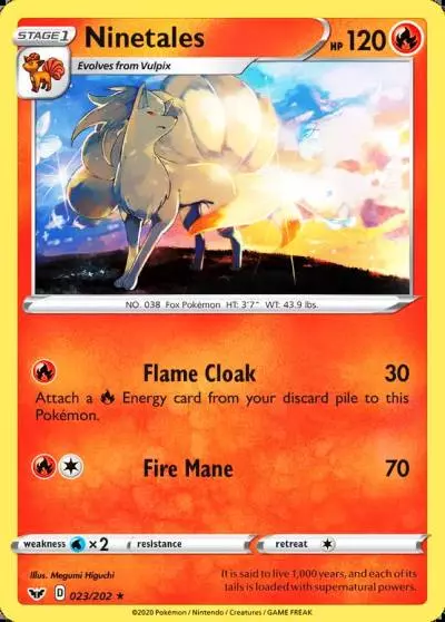 Ninetales 23/202 Sword & Shield Pokemon card