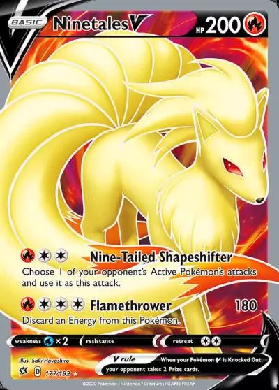 Ninetales V 177/192 Rebel Clash Pokemon card