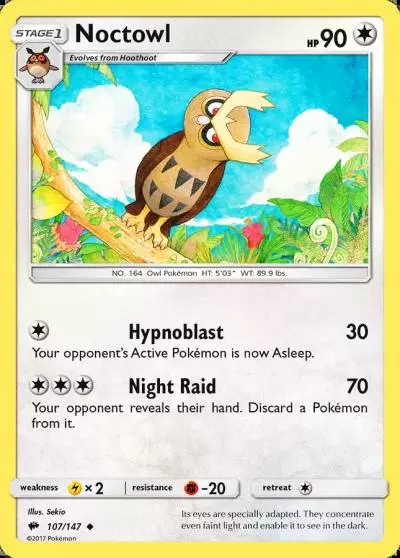 Noctowl 107/147 Burning Shadows Pokemon card