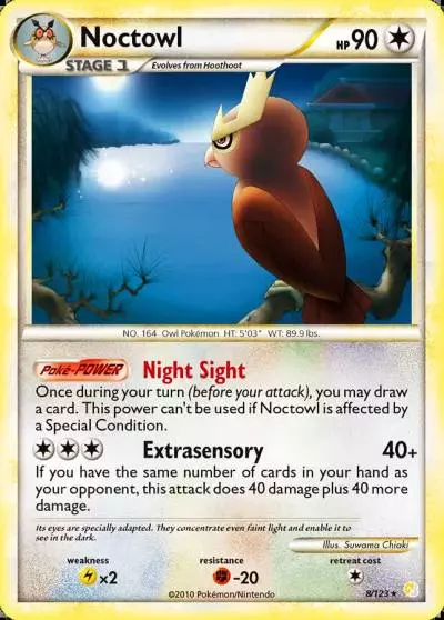 Noctowl 8/123 HeartGold & SoulSilver Pokemon card