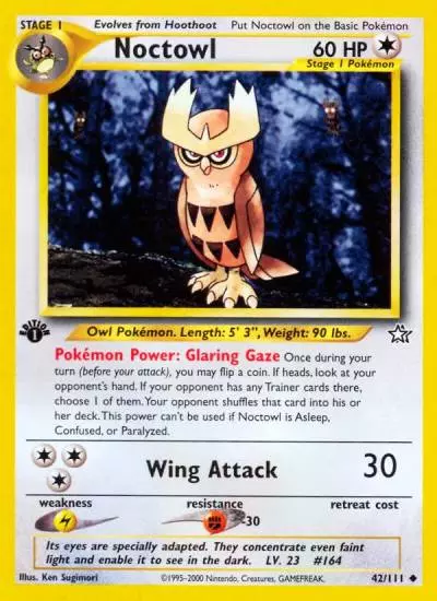 Noctowl 42/111 Neo Genesis Pokemon card