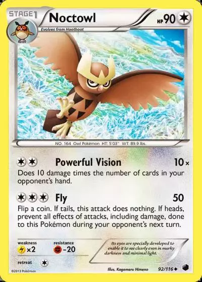 Noctowl 92/116 Plasma Freeze Pokemon card