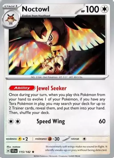 Noctowl 115/142 Stellar Crown Pokemon card
