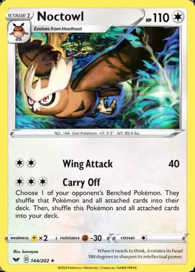 Noctowl 144/202 Sword & Shield Pokemon card