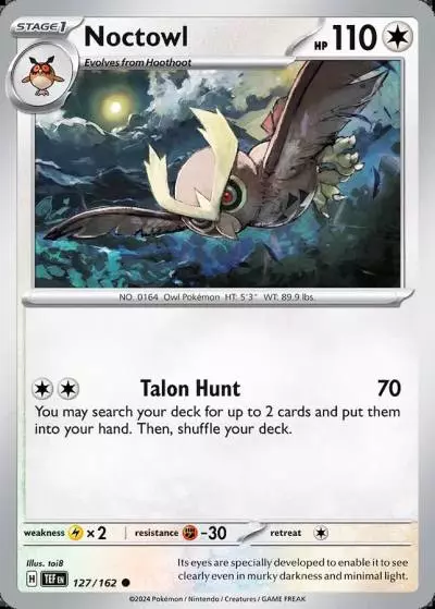 Noctowl 127/162 Temporal Forces Pokemon card