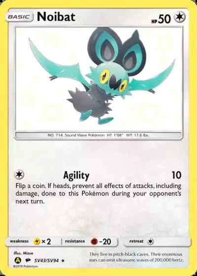 Noibat SV43/94 Hidden Fates Shiny Vault Pokemon card