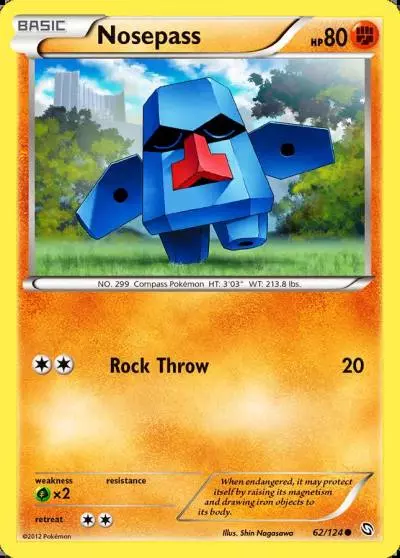 Nosepass 62/124 Dragons Exalted Pokemon card