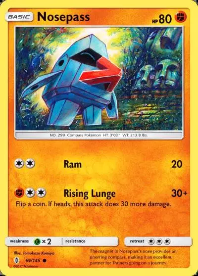 Nosepass 69/145 Guardians Rising Pokemon card