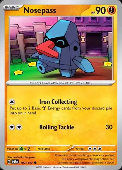 Nosepass 107/197 Obsidian Flames Pokemon card