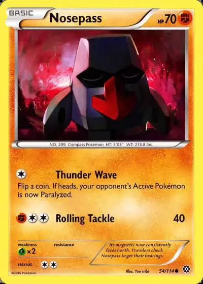 Nosepass 54/114 Steam Siege Pokemon card