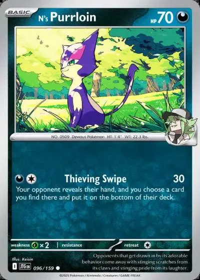 N's Purrloin 96/159 Journey Together Pokemon card