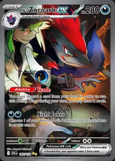 N's Zoroark ex 185/159 Journey Together Pokemon card