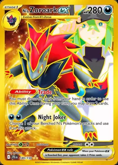 N's Zoroark ex 189/159 Journey Together Pokemon card