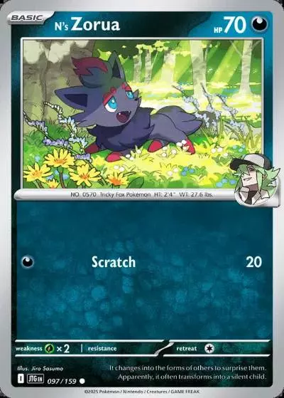 N's Zorua 97/159 Journey Together Pokemon card