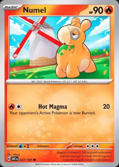 Numel 31/197 Obsidian Flames Pokemon card