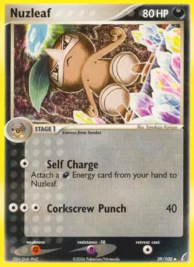 Nuzleaf 39/100 Crystal Guardians Pokemon card