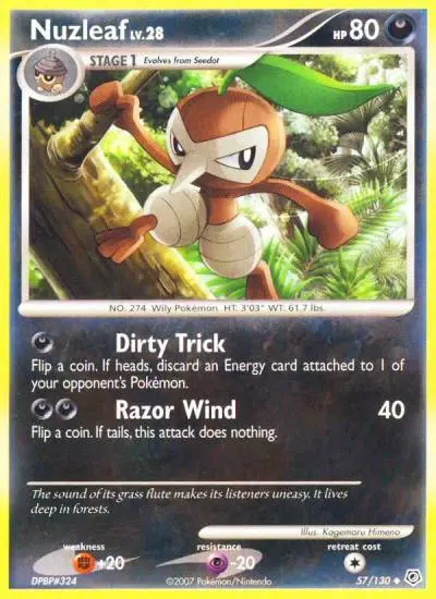 Nuzleaf 57/130 Diamond & Pearl Pokemon card