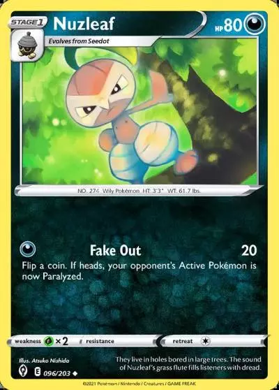 Nuzleaf 96/203 Evolving Skies Pokemon card