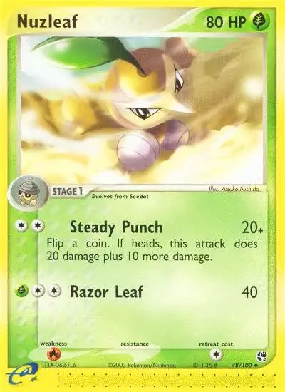 Nuzleaf 48/100 Sandstorm Pokemon card