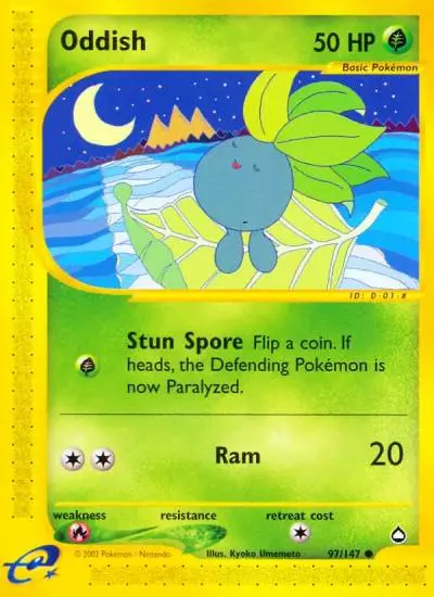 Oddish 97/147 Aquapolis Pokemon card