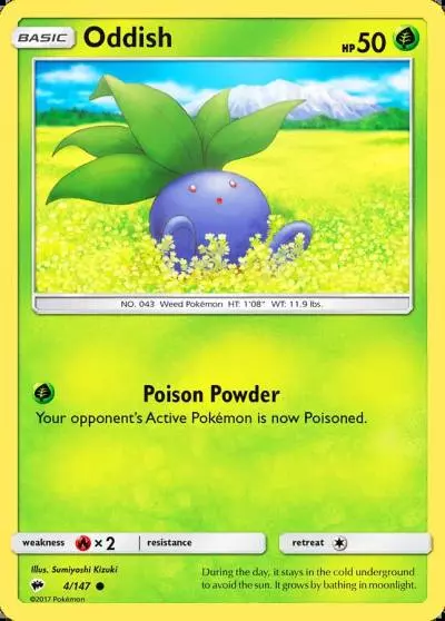 Oddish 4/147 Burning Shadows Pokemon card