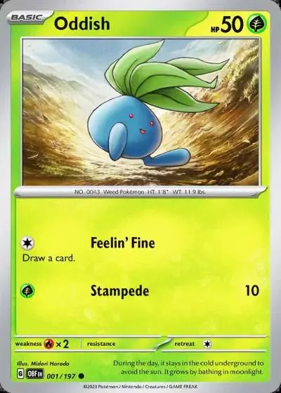 Oddish 1/197 Obsidian Flames Pokemon card