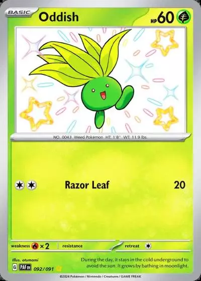 Oddish 92/91 Paldean Fates Pokemon card