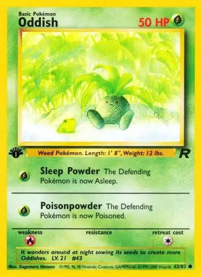 Oddish 63/82 Team Rocket Pokemon card