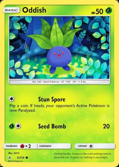 Oddish 5/214 Unbroken Bonds Pokemon card