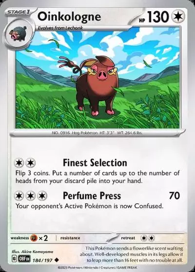 Oinkologne 184/197 Obsidian Flames Pokemon card