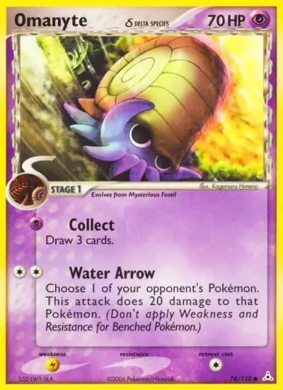 Omanyte δ 74/110 Holon Phantoms Pokemon card