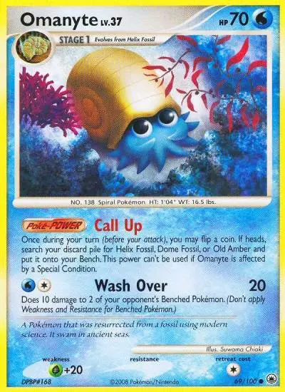 Omanyte 69/100 Majestic Dawn Pokemon card